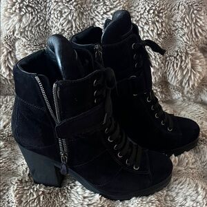 Prada Black Lace Up Boots